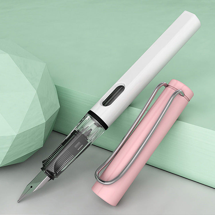 Macaron Color Student Posture-Correcting Fountain Pen - 0.38mm/0.5mm Iridium Nib, Dual Ink System for Practice & Daily Writing