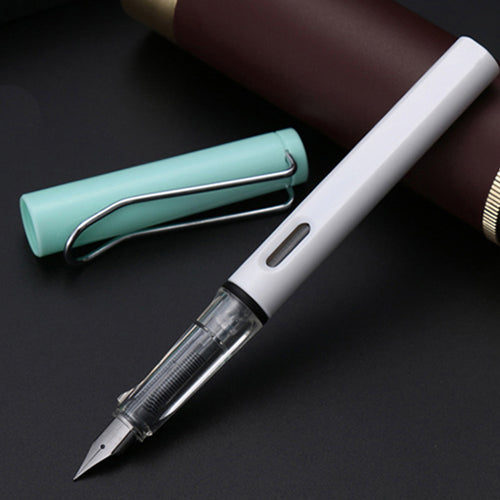 Macaron Color Student Posture-Correcting Fountain Pen - 0.38mm/0.5mm Iridium Nib, Dual Ink System for Practice & Daily Writing
