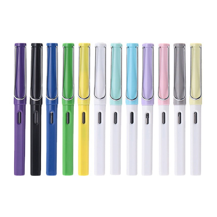 Macaron Color Student Posture-Correcting Fountain Pen - 0.38mm/0.5mm Iridium Nib, Dual Ink System for Practice & Daily Writing